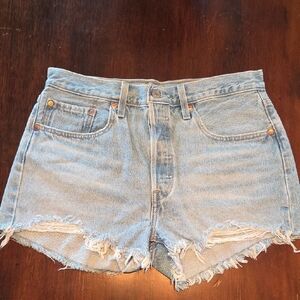 Levi's Light Blue Distressed Jean Shorts